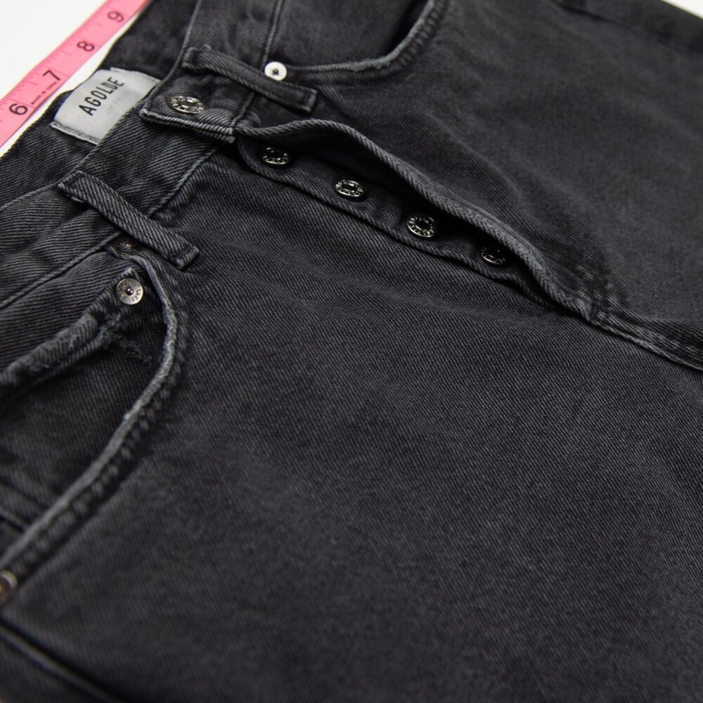 Agolde 90's Jeans Distressed Mid Rise Loose Button Fly Smokestack Black Size 26 - Picture 6 of 8